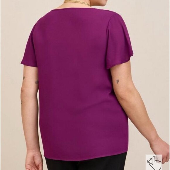 Torrid Size 2xl Purple Georgette Cowl Neck Short Sleeve Blouse NWT - Picture 2 of 7